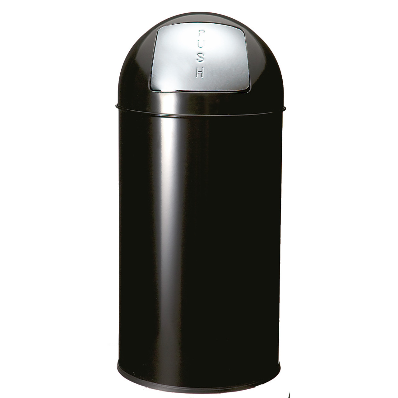 Abfallbehälter, mit Push-Deckel, 40,0 l, rund, Metall schwarz - Mülleimer -  Abfallgeräte - Spülen & Hygiene - black - cookmax