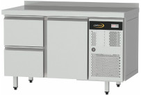 Tiefkühltisch ZK GN 1/1, 1 Tür und 2 Schubladen, Tischplatte mit Aufkantung