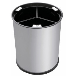 Abfallbehälter, mit Trennsystem, 13,0 l, rund, Edelstahl matt