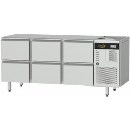 Kühltisch Zentralkühlung, GN 1/1, 6 Schubladen, ohne Tischplatte