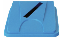 Deckel mit Einwurfschlitz blau für Wertstoffsammler